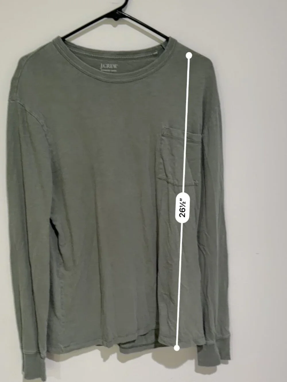 J. Crew Garment Dyed Slub Cotton Green Long Sleeve Shirt Sz L